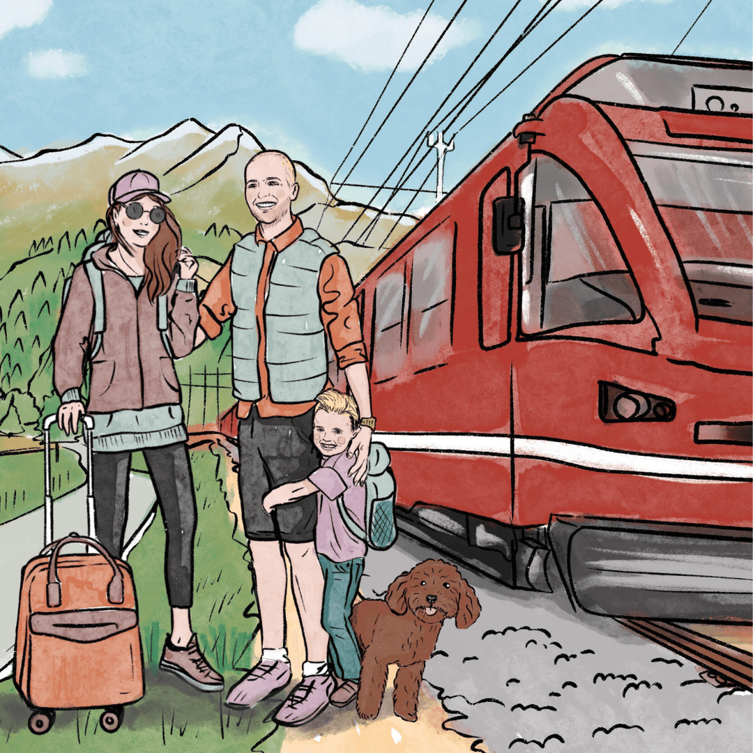 Famiglia sul Trenino Rosso Famiglia sul Trenino Rosso
