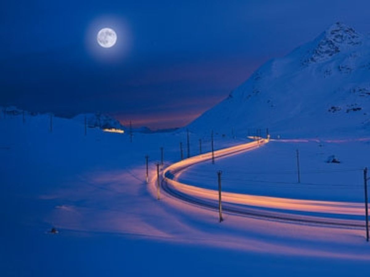 Rientro a St.Moritz con luna piena