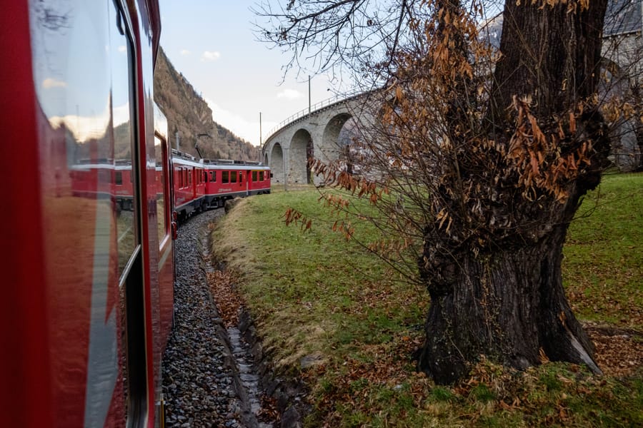 Viadotto di Brusio in autunno